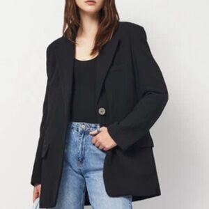 ZARA Blazer Relaxed Fit Lightweight In Black Size XS